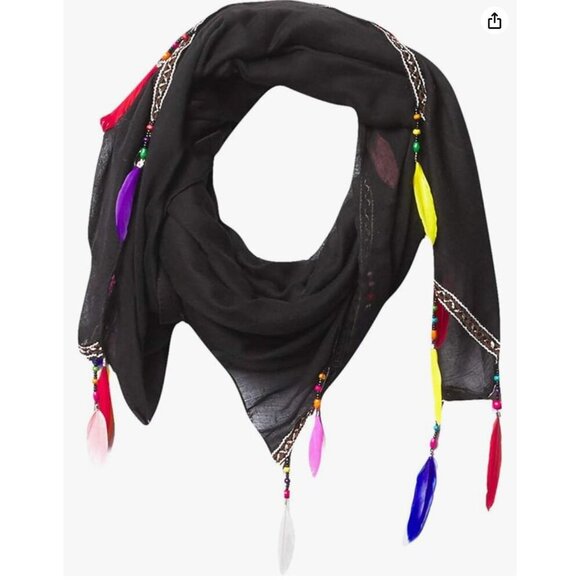 Hadley Wren girls Boho Feather Scarf - Picture 1 of 3